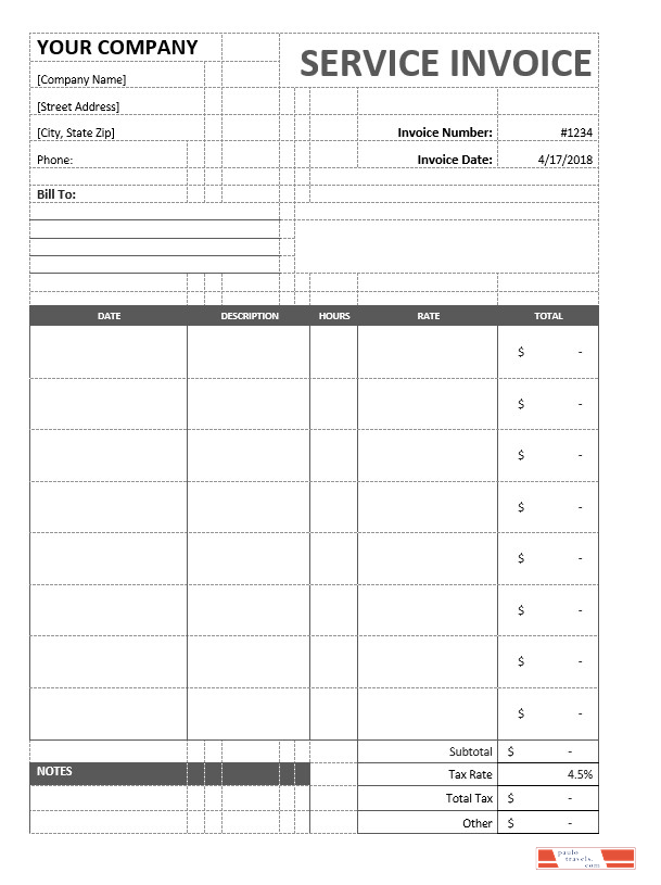 Sample Service Invoice Template PSD template